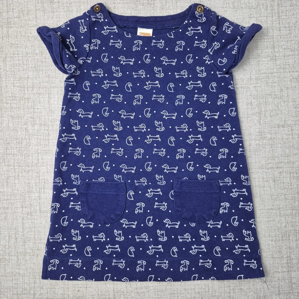 Gymboree 2T Preppy Puppy Navy Dachshund Doxie Dog Sweatshirt Dress